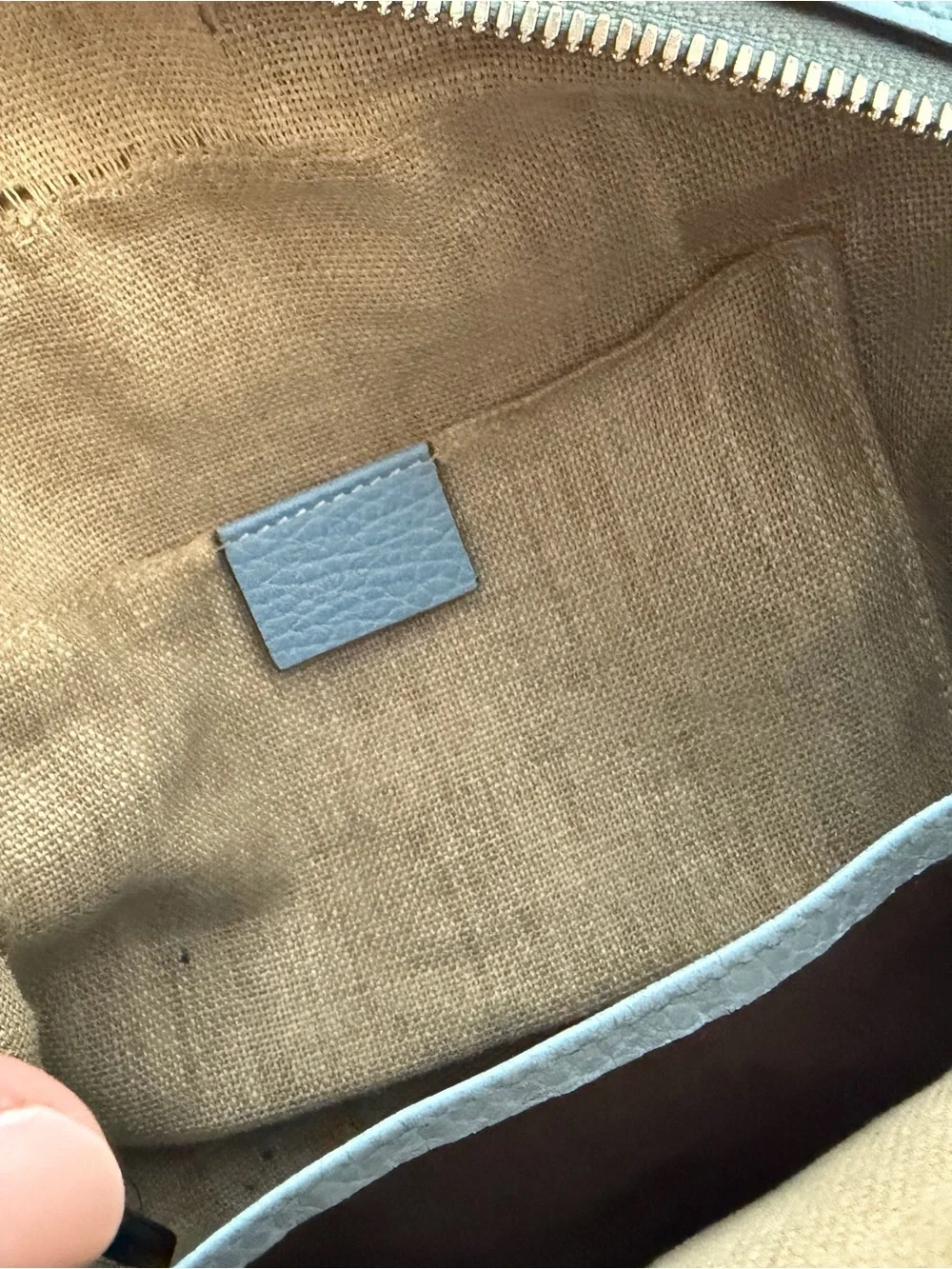 Gucci Brown GG Canvas and Light Blue Leather Crossbody Bag